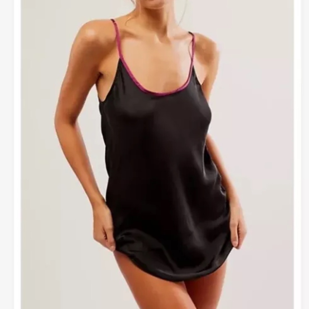 Free People Black Just What You Need Mini Slip Size Small New With Tags